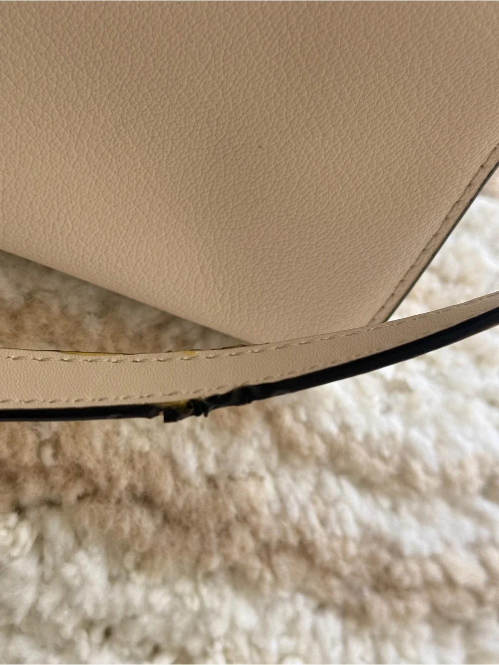 Michael Kors Beige Leather Satchel with Gold MK Charm